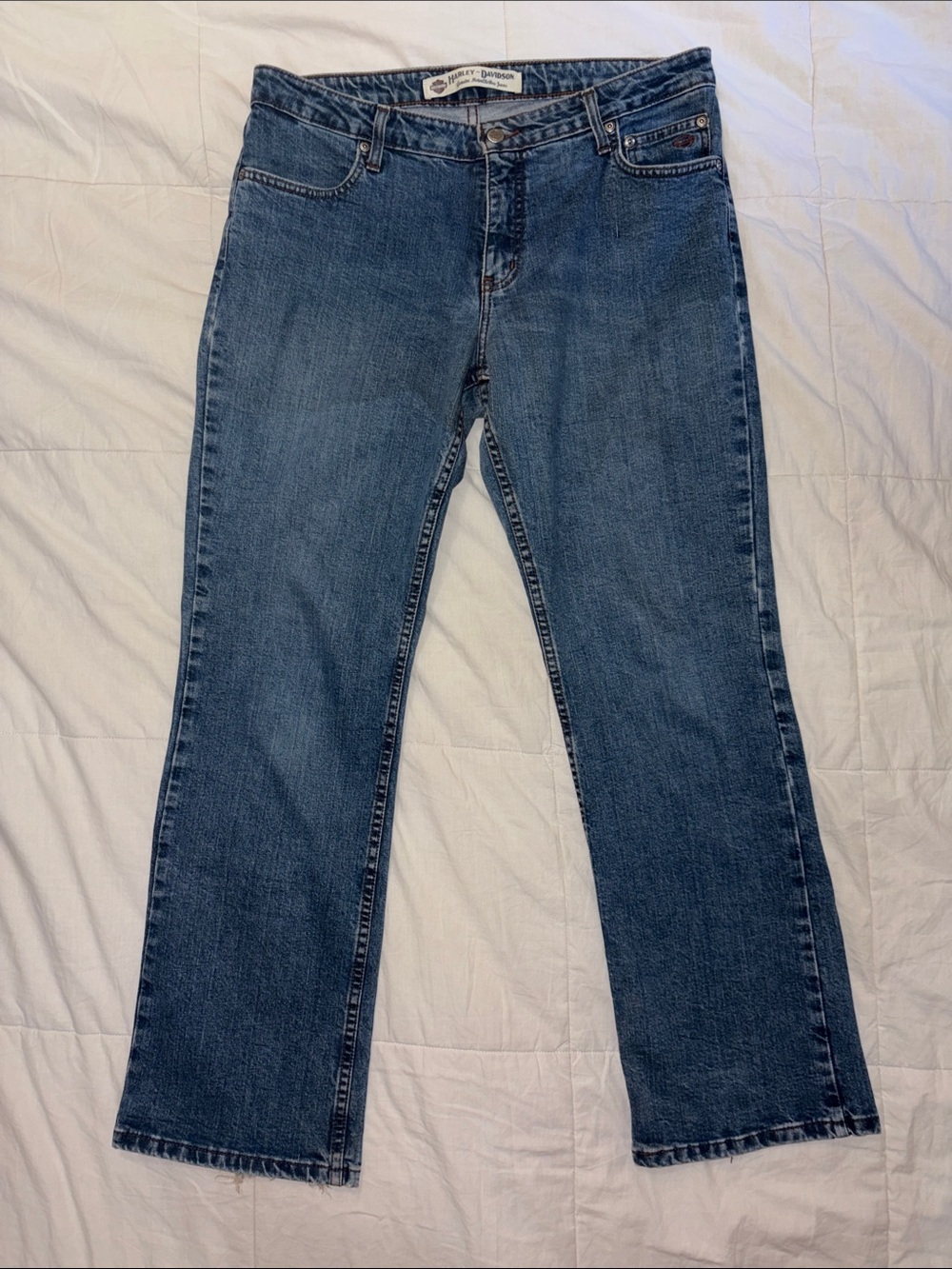 Y2K Harley Davidson Mid Rise Bootcut Light Wash Denim Jeans Size 12